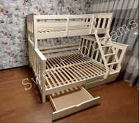 Кровать двухъярусная деревянная СКАНДИНАВИЯ  140 х 200 белая с ящиками