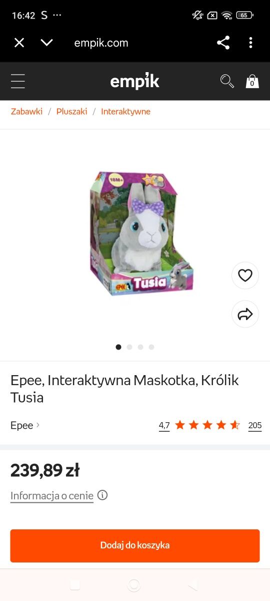 Interaktywna Maskotka, Królik Tusia