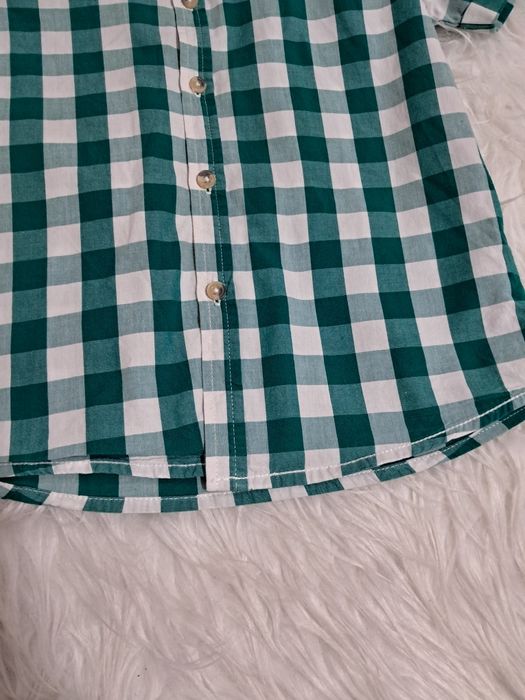 Piękna zielona koszula krótki rękaw krata 110 George