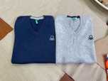 Polo sem manga azul/cinza tamanho 7/8 Benetton