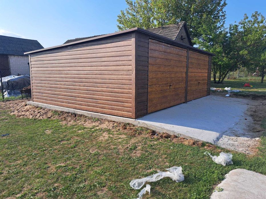 Garaż Blaszany GRAFITOWY +2 Bramy - TANIE Garaże Blaszane -Maj-Blach