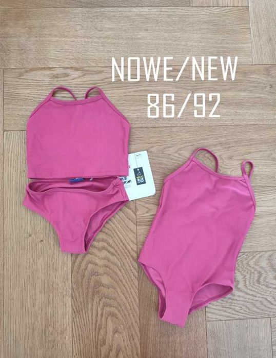 Zestaw 2szt- nowy strój kąpielowy 86/92 stroje różowe jedno dwu