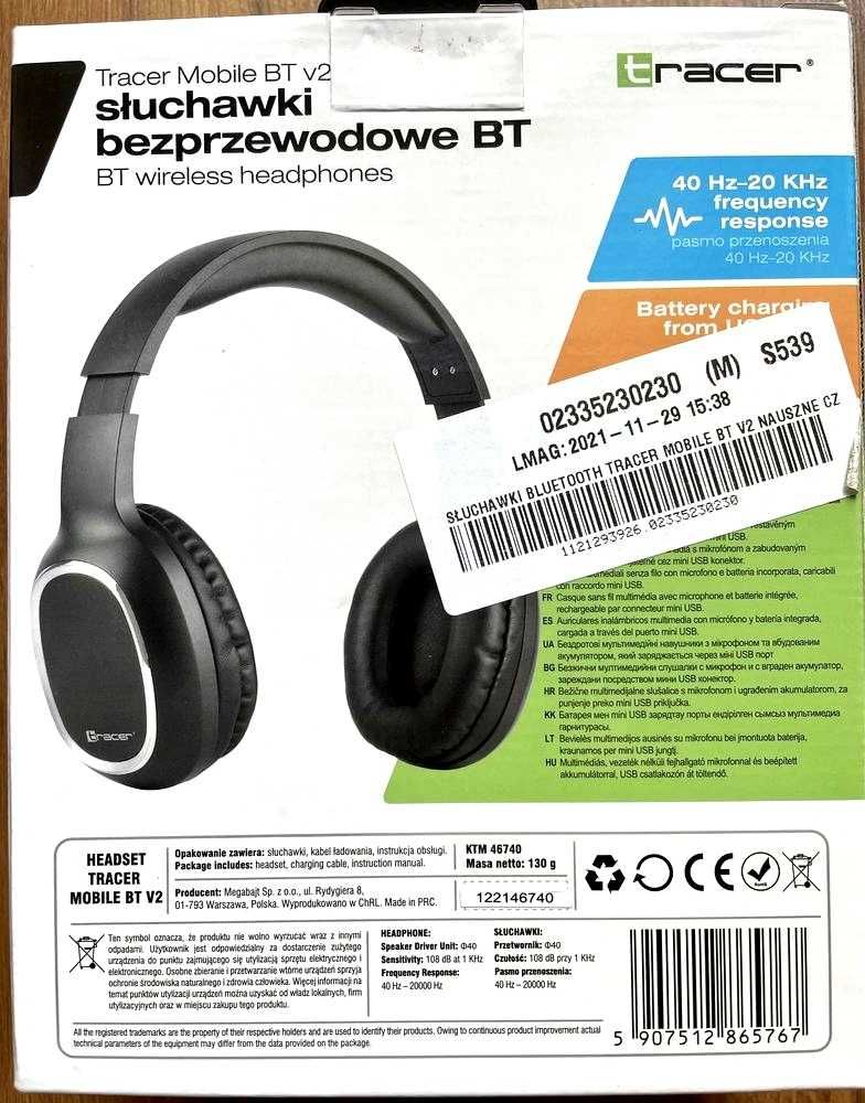 Słuchawki bezprzewodowe TRACER Mobile Bluetooth BT V2 Czarny