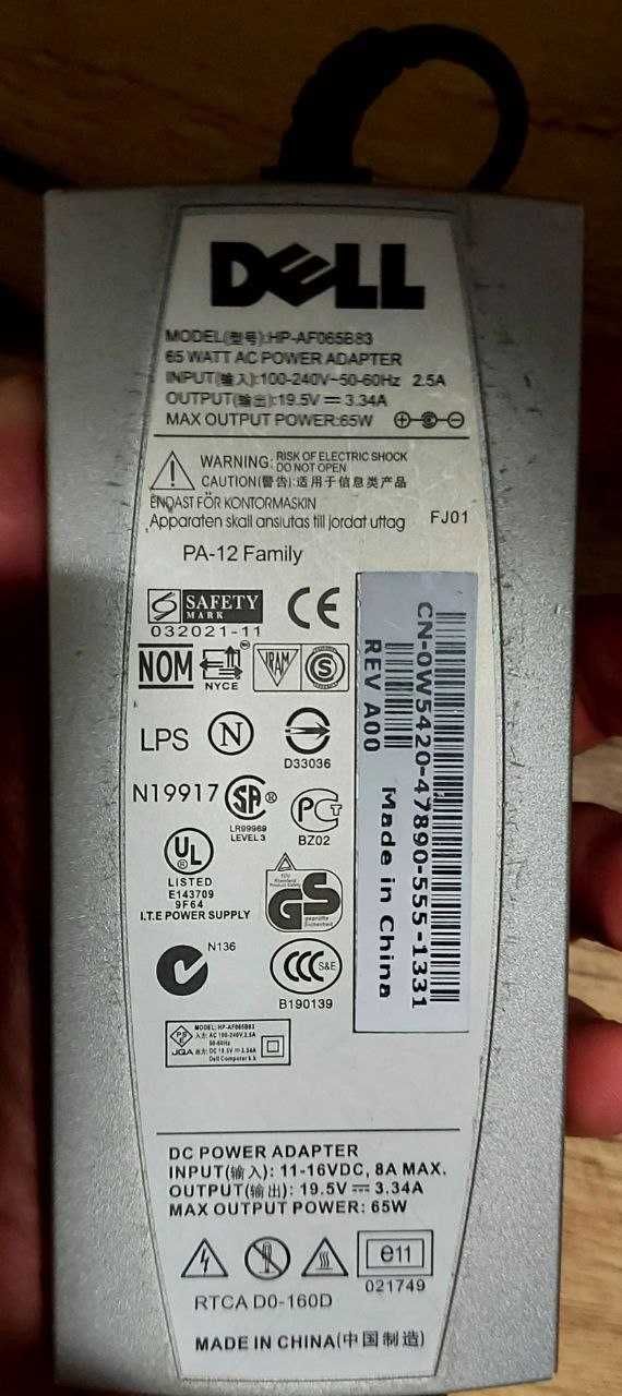 Блок питания для ноутбука Dell 65W 19.5V 3.34A