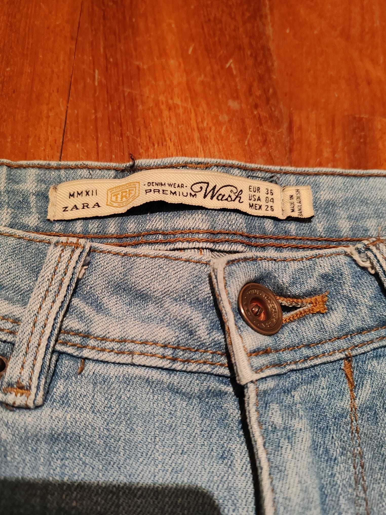 Calções em ganga elástica da marca Zara. Novos. Sem uso.