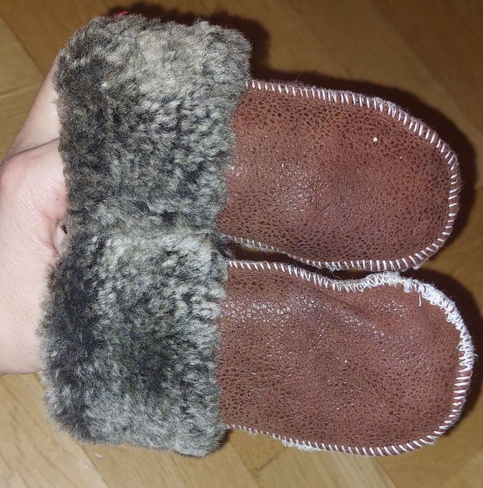 Rękawiczki skóra naturalna wełna góralskie malutkie