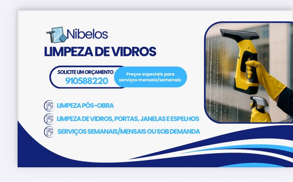 Limpeza de vidros e limpeza pós obras