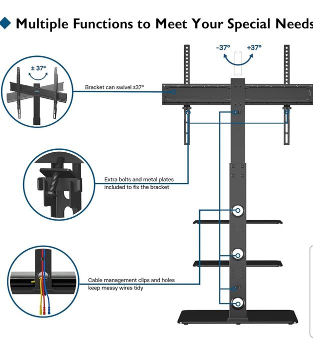 Bontec Uchwyt Stojak na TV z pólkami