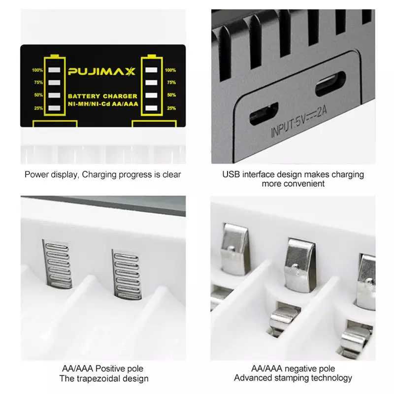 USB зарядное устройство для аккумуляторов АА  (4 слота)