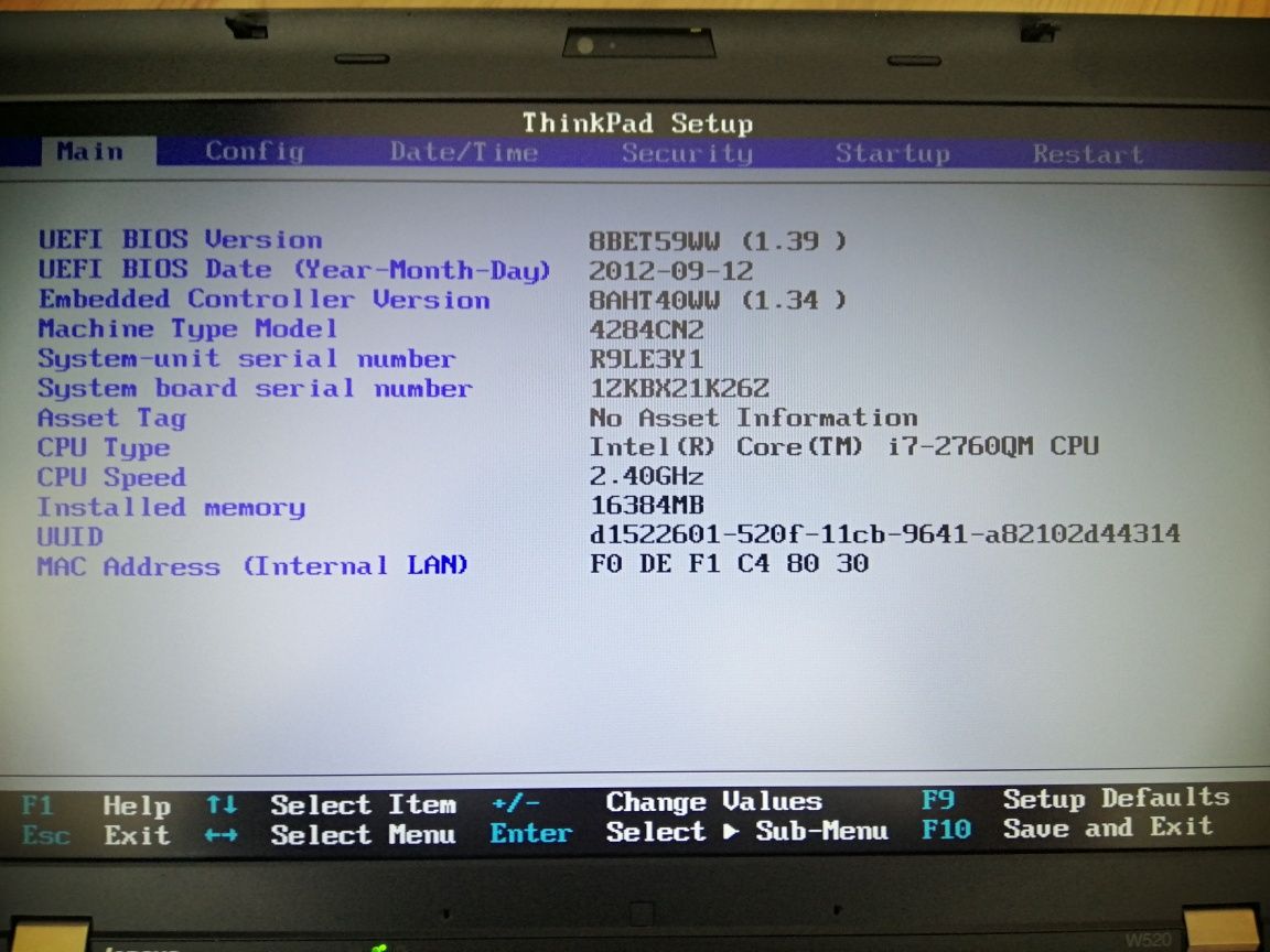 Lenovo ThinkPad W520 Core i7-2760 QM CPU 2.40GHx  16ГБ. 4 ядра