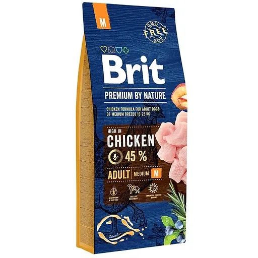 15кг Сухой корм Brit Premium Dog Adult M для собак средних пород