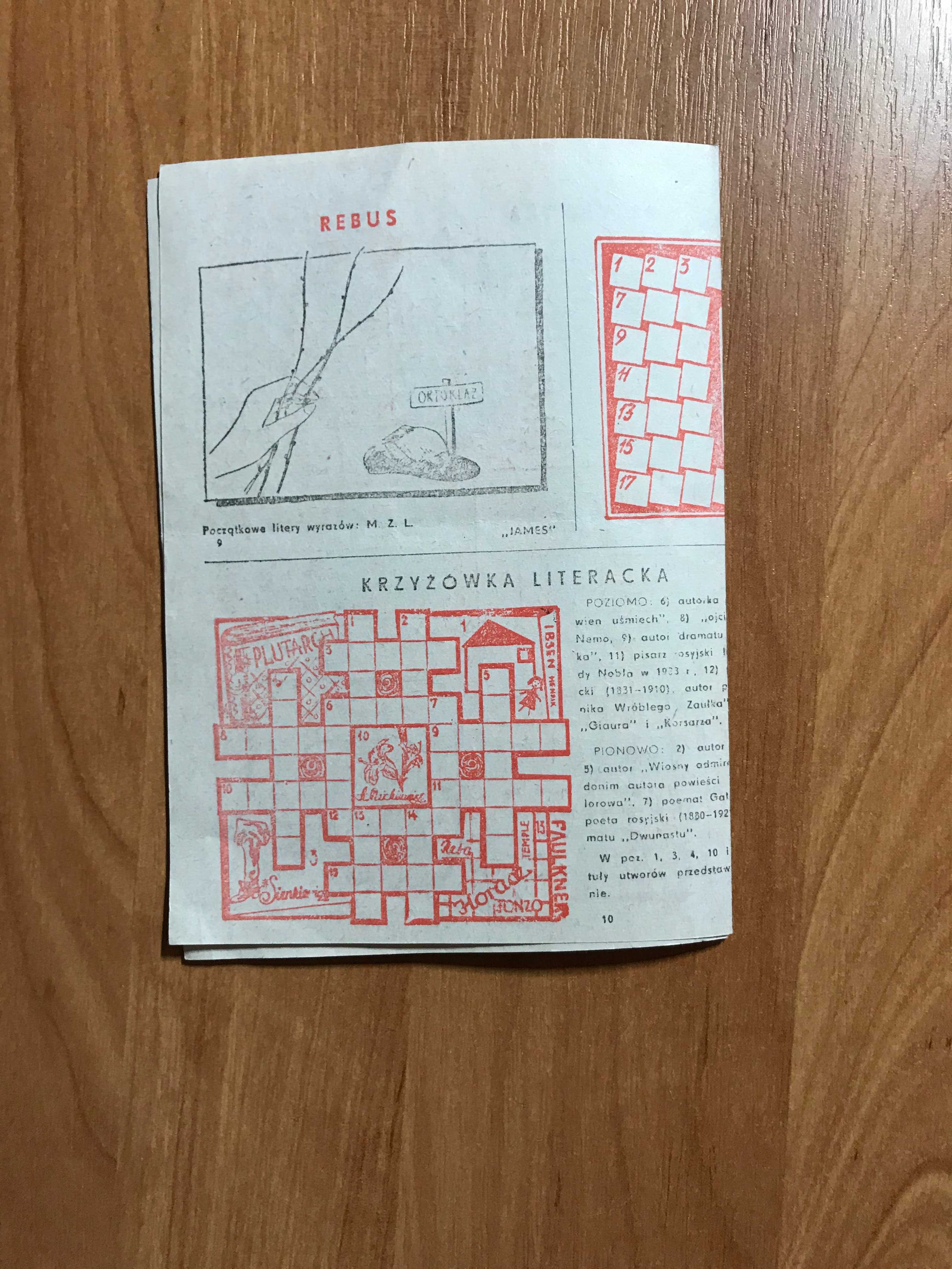 Mała krzyżówka wakacyjna lato  1970 pamiątki PRL Vintage