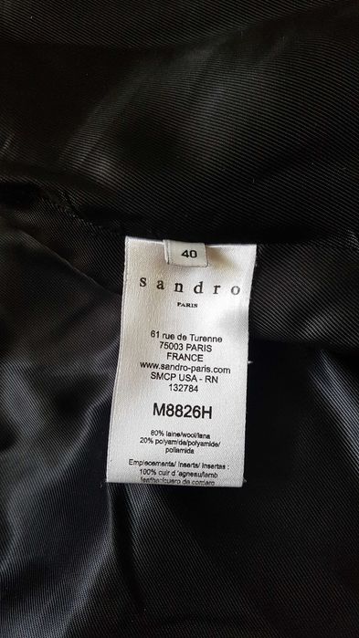 Sandro wełniany płaszcz futro jenot rozmiar M