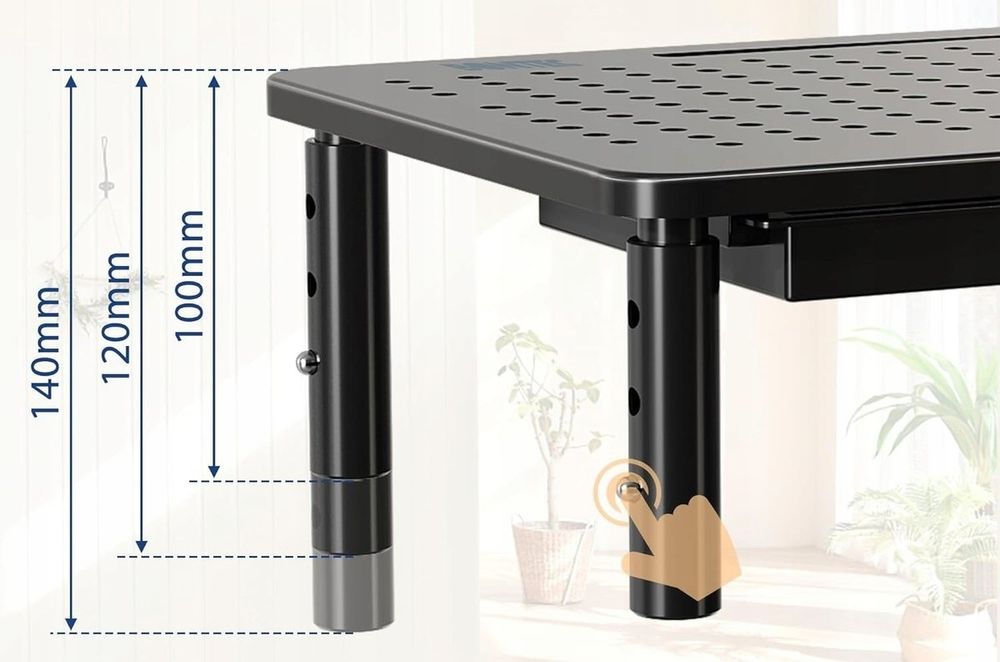 Metalowy stolik z szufladą pod monitor lub laptopa Bontec