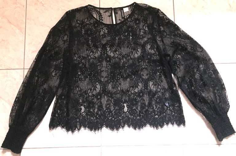 Czarna bluzka z koronki, nowa, rozmiar 40 (M/L), H&M