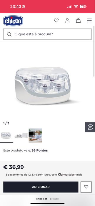 Esterilizador de biberões/chuchas/etc para microondas Chicco
