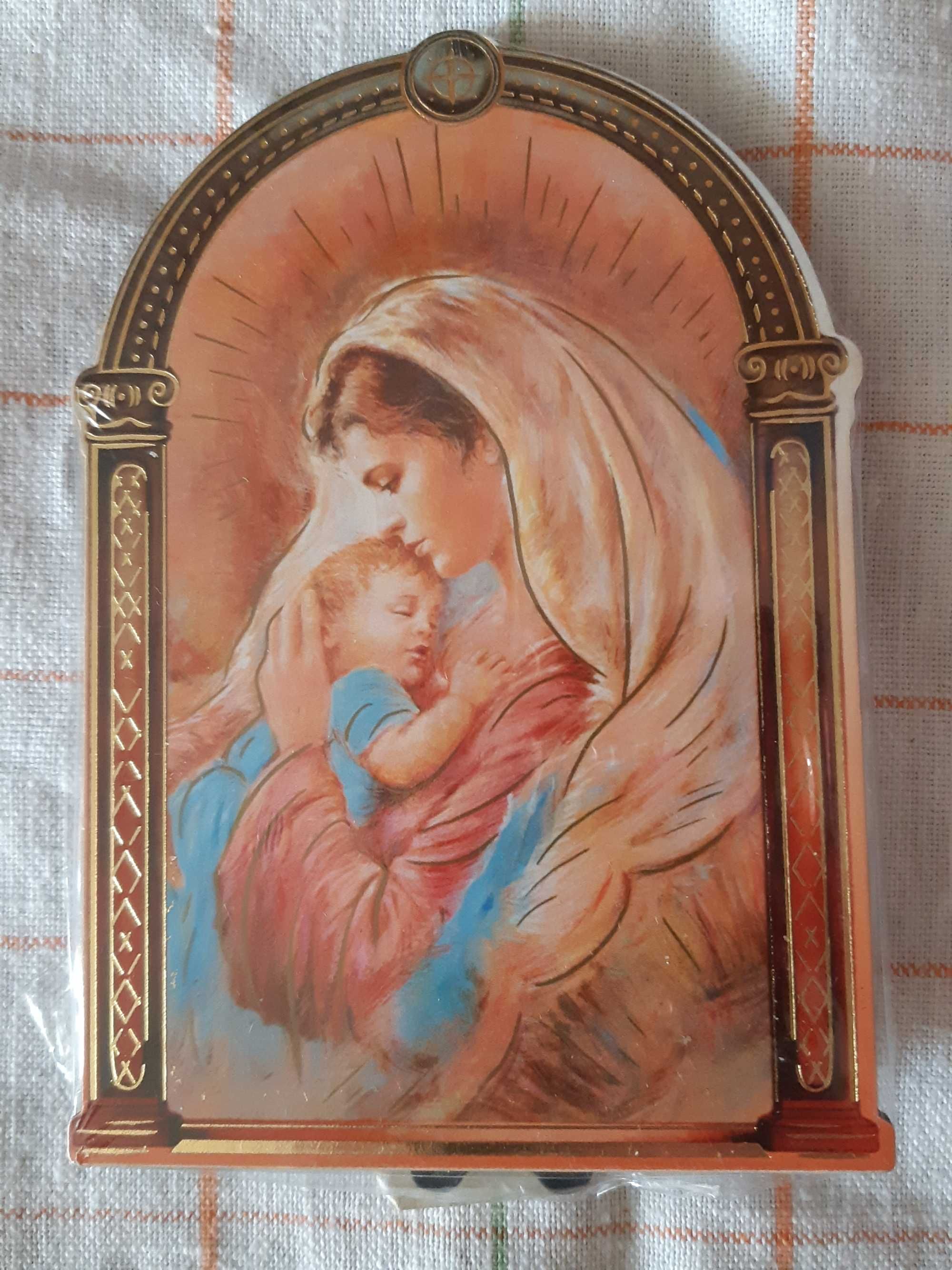 mały obraz na desce Matka Boża z Dzieciątkiem