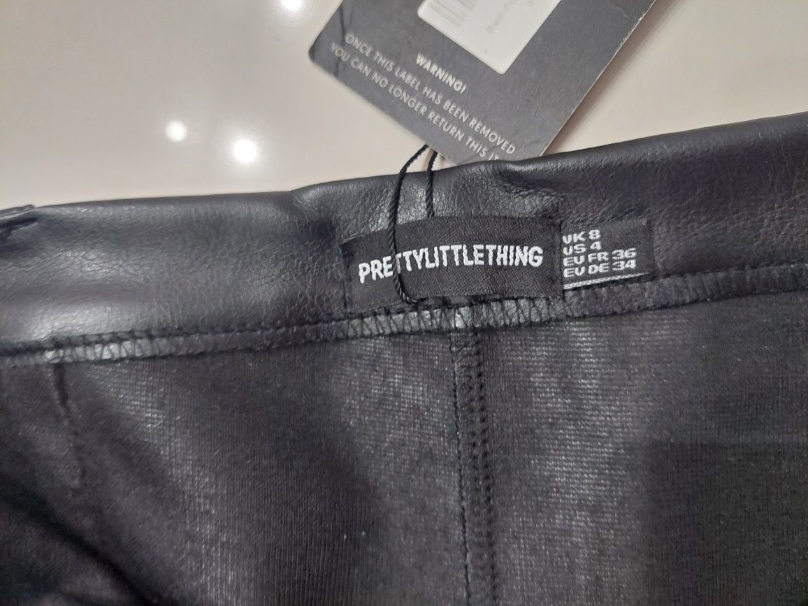 Spodnie skórzane Pretty Little Thing xs czarne nowe