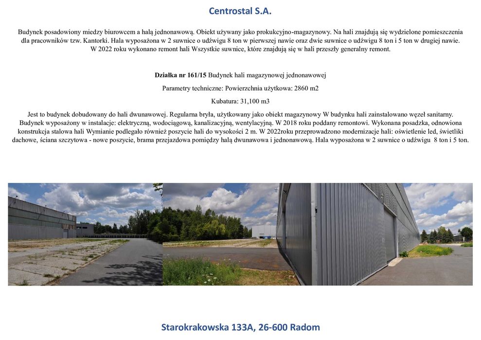 Atrakcyjna nieruchomość z dwiema halami, biurowcem oraz portiernią
