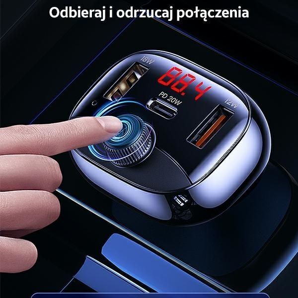 Transmiter FM Bluetooth 5.0 Zestaw Głośnomówiący 50W