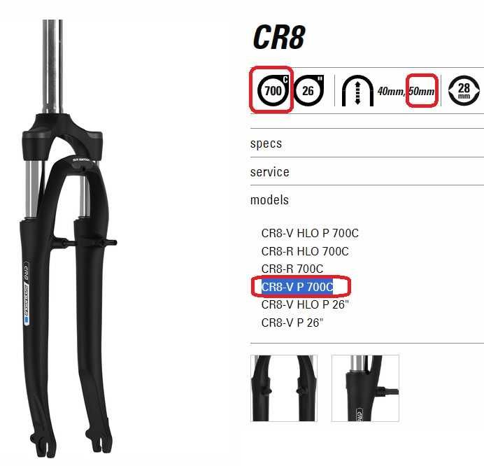 Forqueta Garfo suspensão bicicleta SR Suntour SF13 CR8 V P 700C 28"
