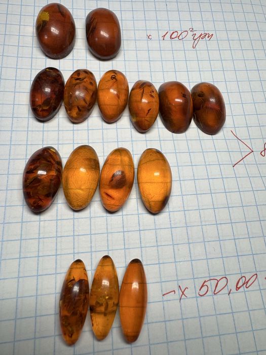 Янтарь из советских ювелирных изделий