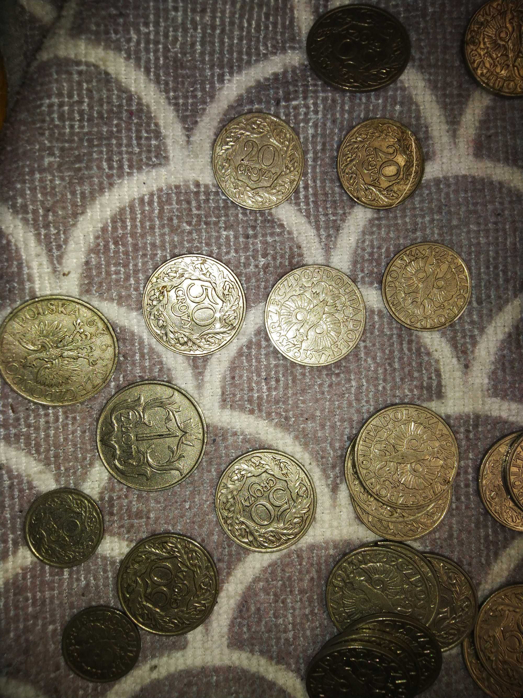Monety polskie z 1923 i 1929 roku 1 zł, 50 gr, 20 gr, 10 gr zestaw