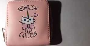 Różowy portfel z kotem