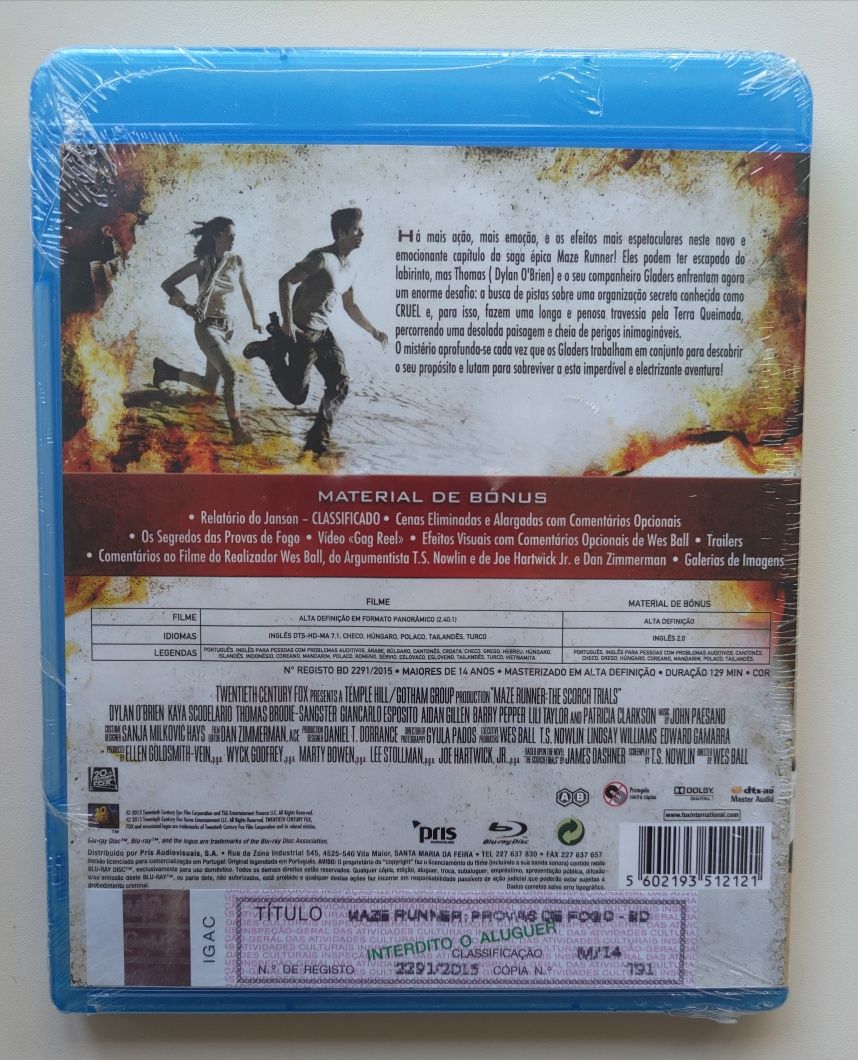 Maze Runner: Provas de de Fogo - novo - blu-ray