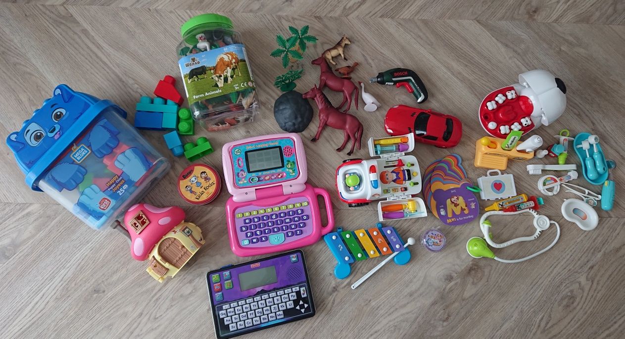 Zestaw zabawek Leap Frog, Fisher Price, Kicia kocia itp