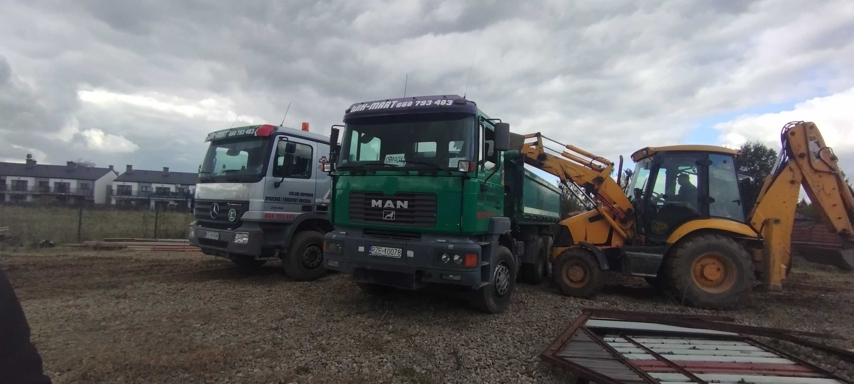 Usługi transportowe, wywrotka koparka kruszywa piasek ziemia grys