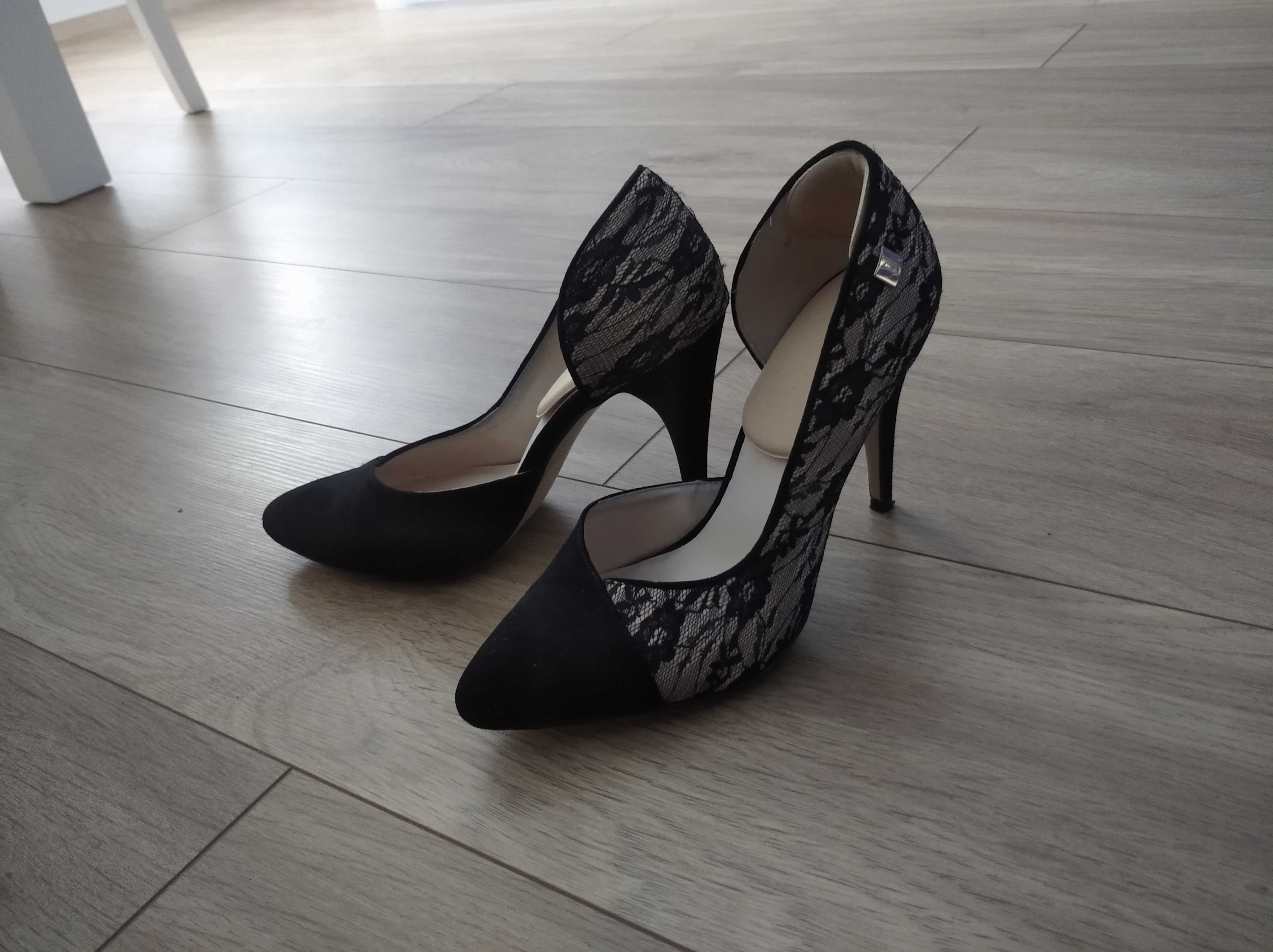 buty - pantofle damskie beżowo-czarne