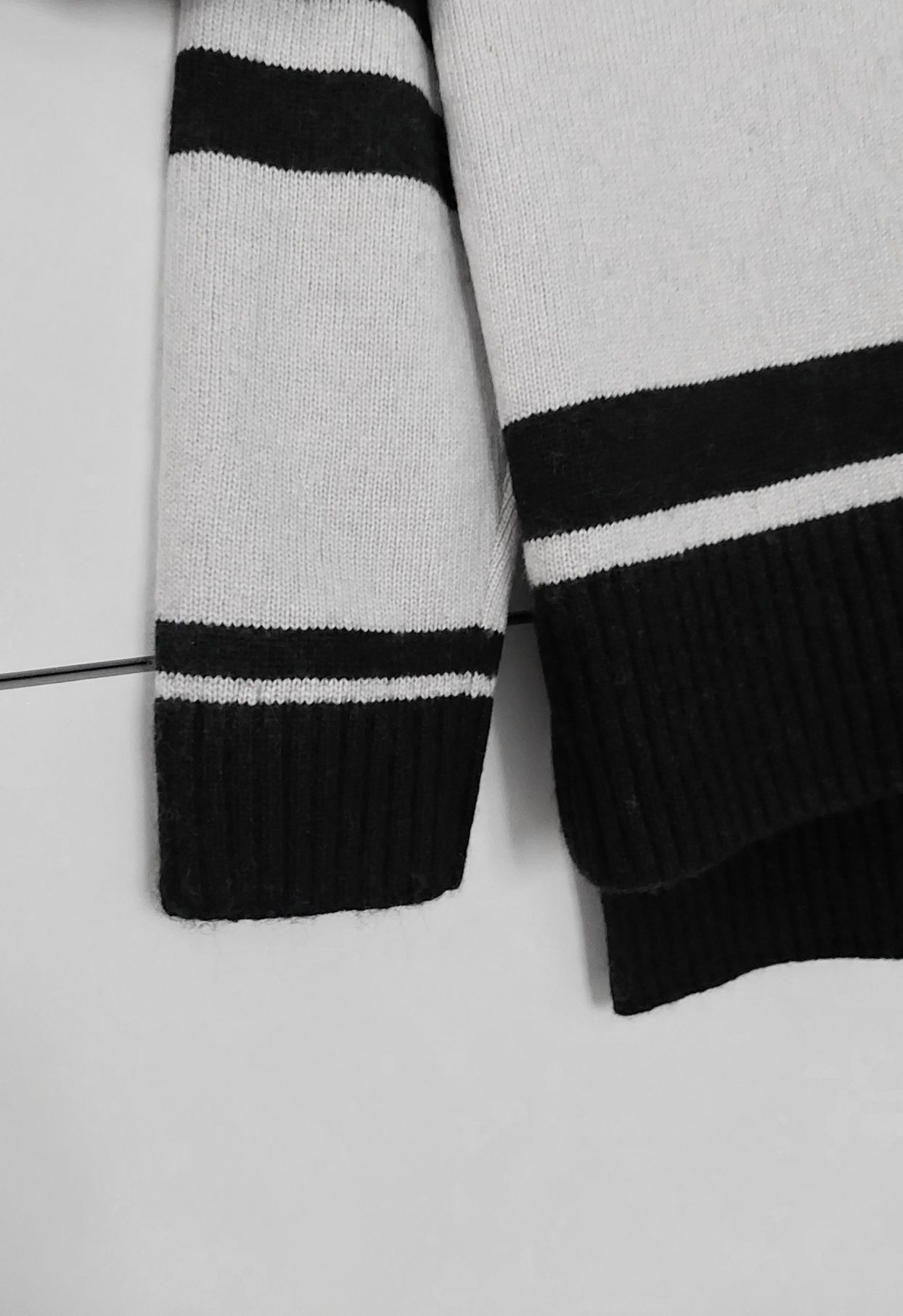 Sweter Massimo dutti 36 S czarny w paski pasiak wełniany kaszmirowy