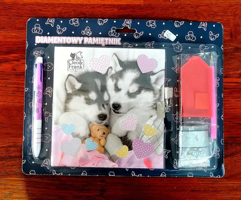 Pamiętnik Cleo & Frank pieski pies haski z kłódką i dodatkami