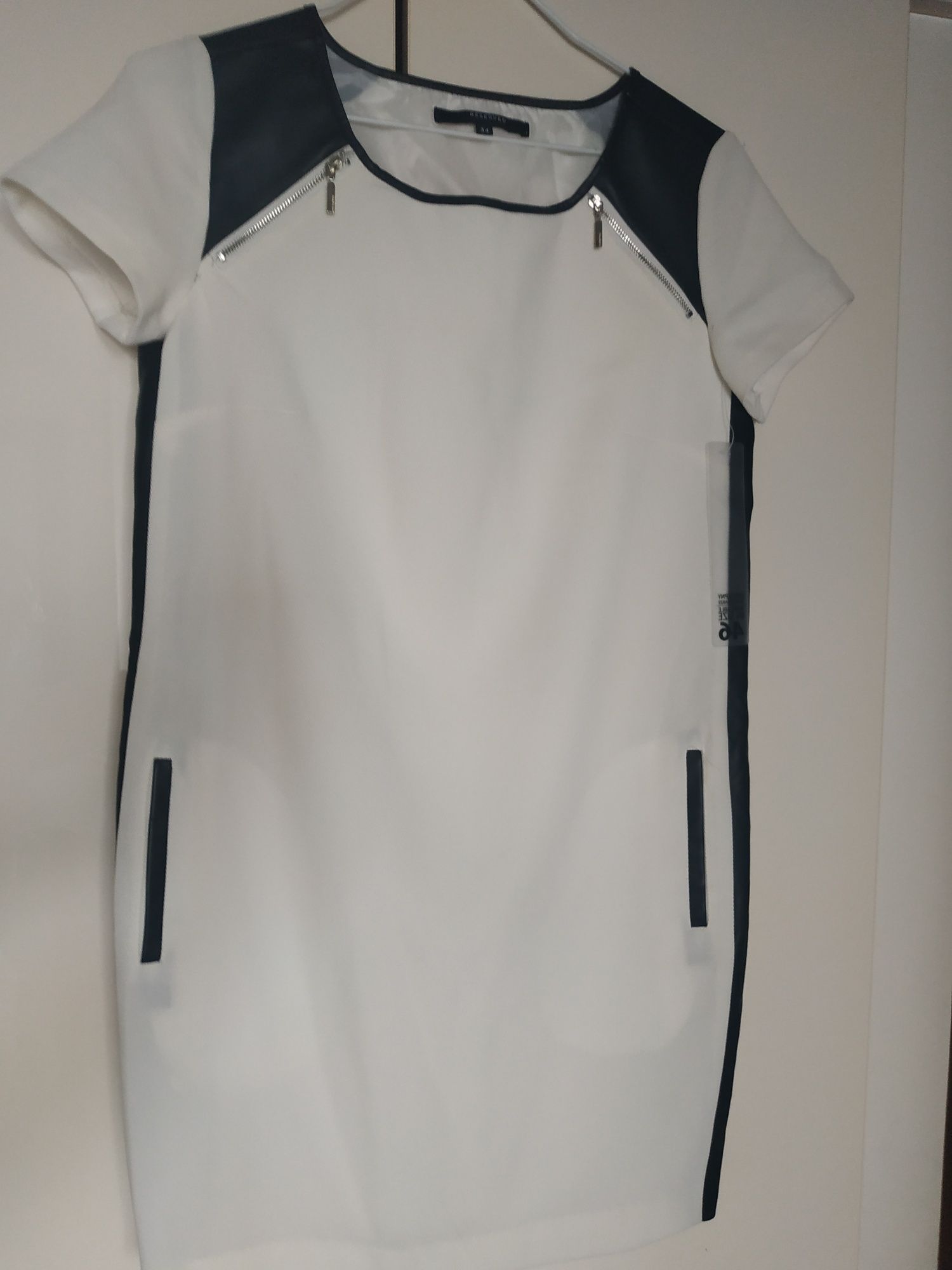 Nowa krótka sukienka Reserved 34 XS ecru biała