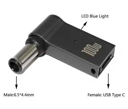 100Вт перехідник USB Type-C на DC 6.5х4.4 мм