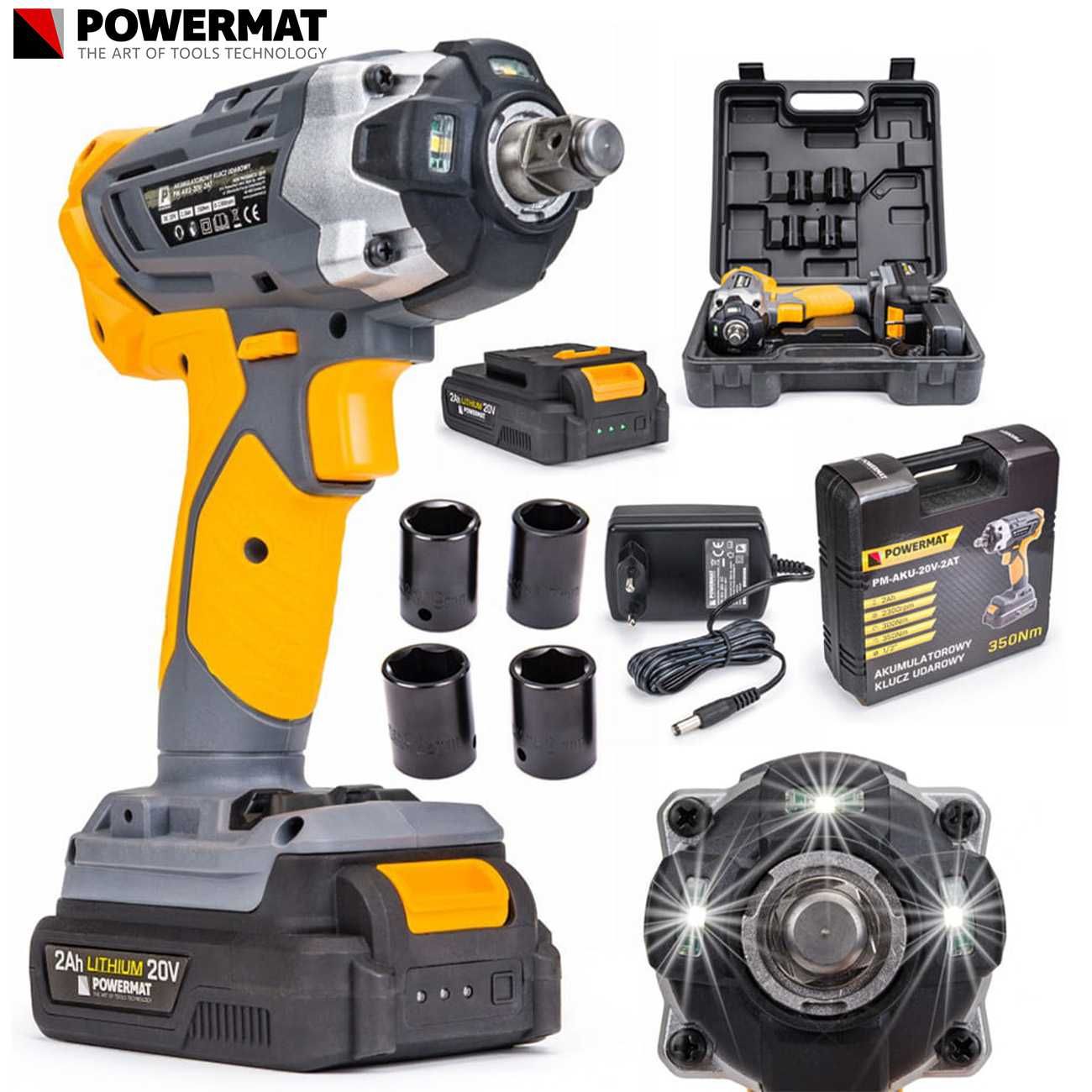 POWERMAT Klucz Udarowy 20v Akumulatorowy 2ah Do Kół 1/2' PM0681
