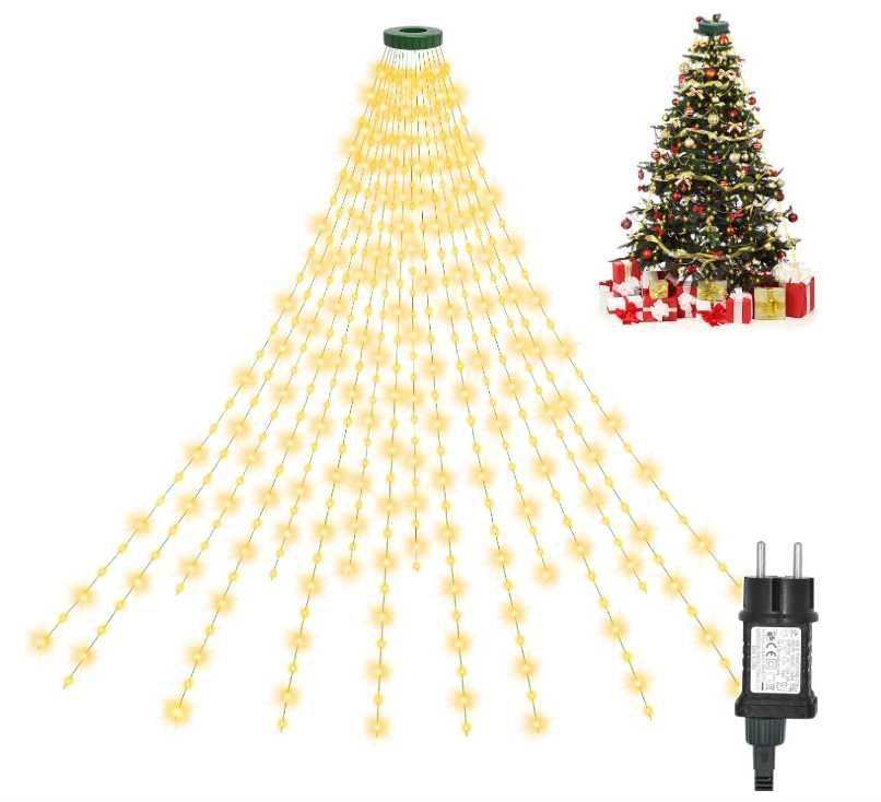Lampki choinkowe z pierścieniem 2.5m 400LED 16 pasm ciepła biel AGOTD