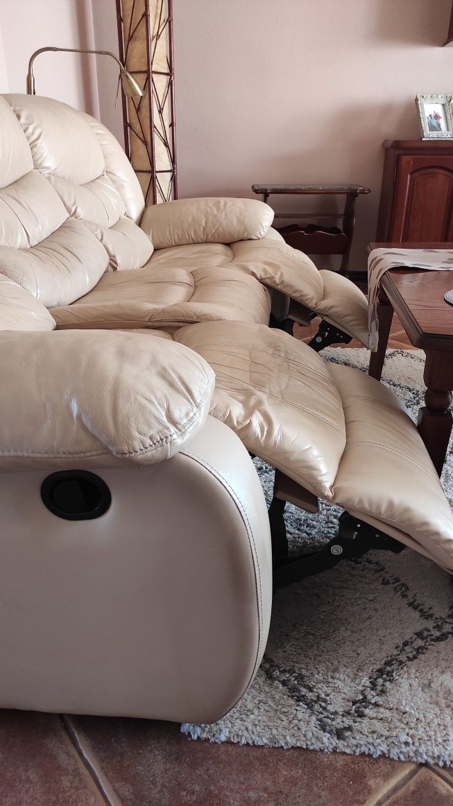 Kanapa sofa skórzana rozkładana 3-osobowa