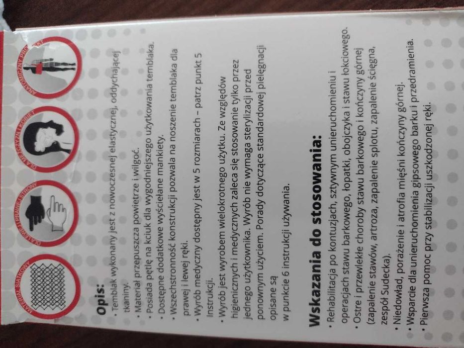 Temblak ortopedyczny na rękę rozm M