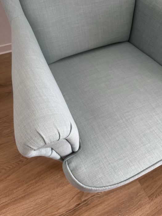 Ikea Strandmon fotel uszak miętowy błekitny niebieski - jak nowy