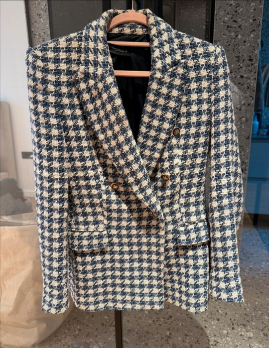 Marnarka damska ZARA złote guziki pepitka XS