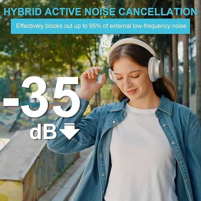 Słuchawki Hybrydowe T-fun NC35 Nauszne Bezprzewodowe (Srebrn