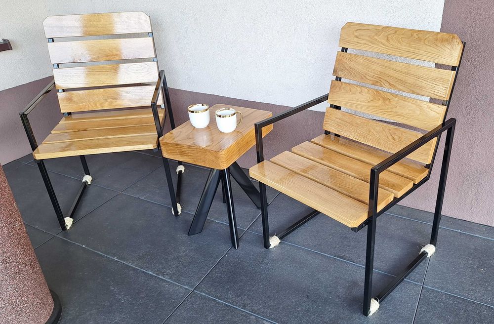 Stolik kawowy krzesła dąb