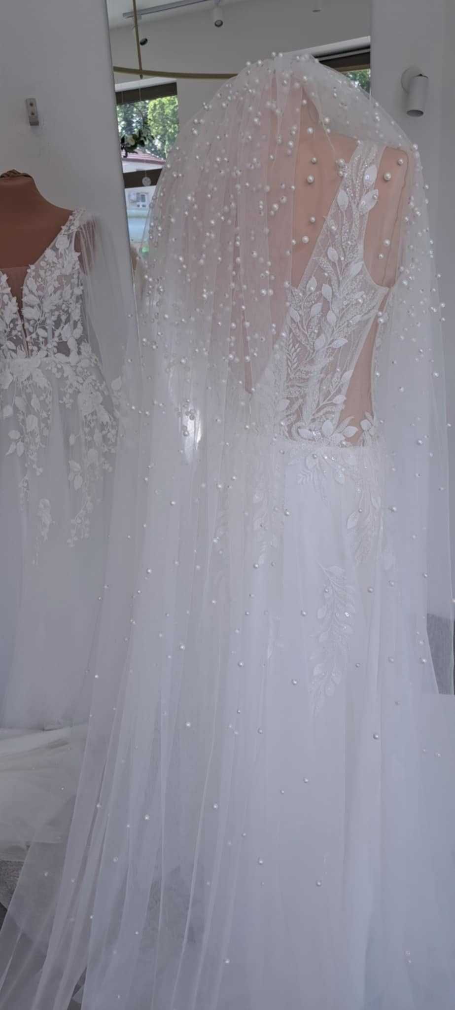 Welon ślub HIT 3m tiul PERŁY miękki ivory śmietankowy off white