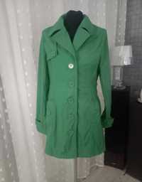Zara prześliczny płaszcz damski trencz parka XL zielony