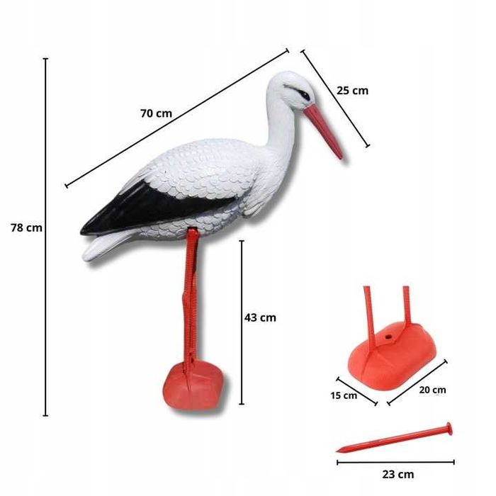 Bocian Ogrodowy Ozdoba Do Ogrodu Dekoracja Duży XXL 78cm