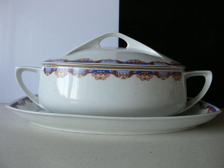 Giesche Czuday 2 szt. patera + waza 1928 malatura porcelana Art Deco