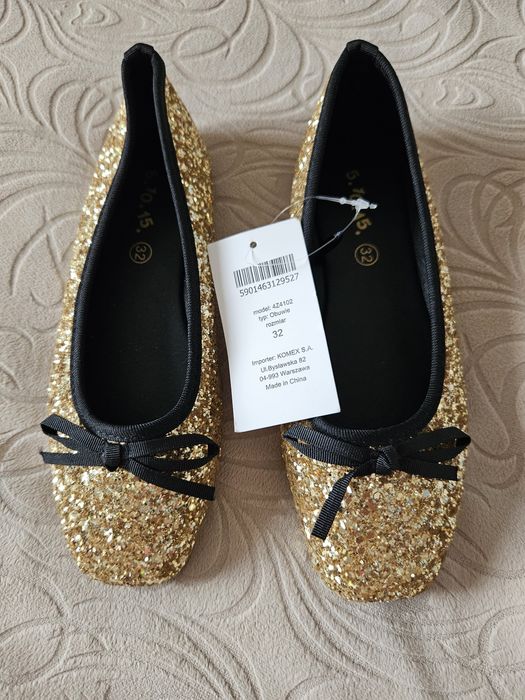 Nowe buty r.32, 5 10 15 baleriny złote