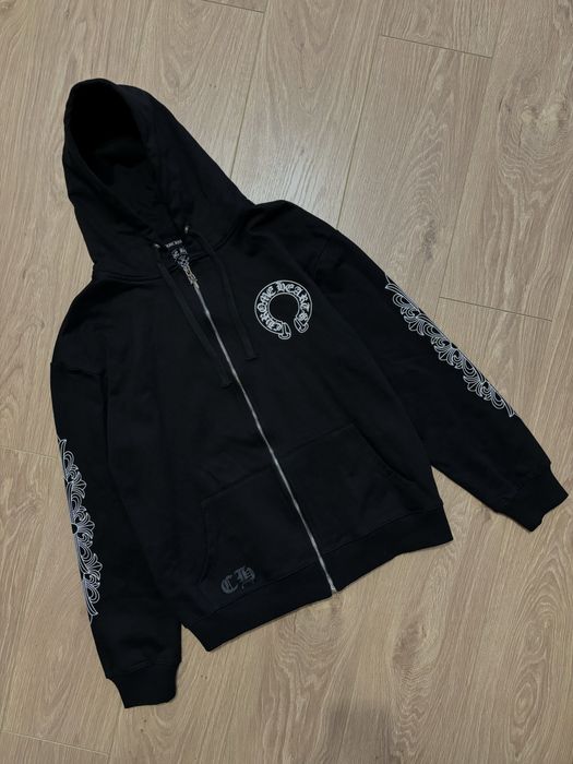 Кофта Chrome Hearts zip hoodie зіпка чорна з приниами L-XL